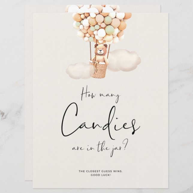 Beer Baby shower game - hoeveel Snoepjes in de pot (Voorkant / Achterkant)