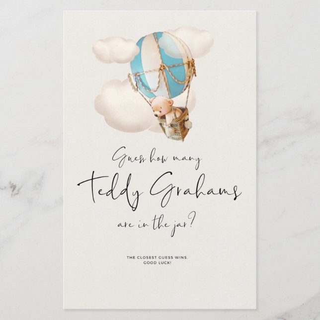 Beer Baby shower Game - Hoeveel Teddy Grahams? (Voorkant)