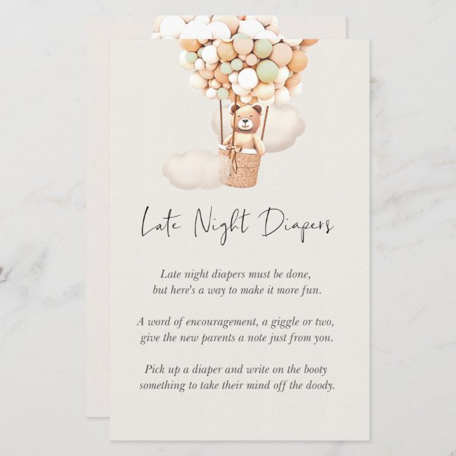 Beer Baby shower game - late nachtkleppen (Voorkant / Achterkant)