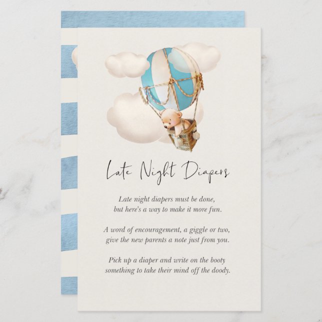 Beer Baby shower Game - Late Night Diapers Sign (Voorkant / Achterkant)