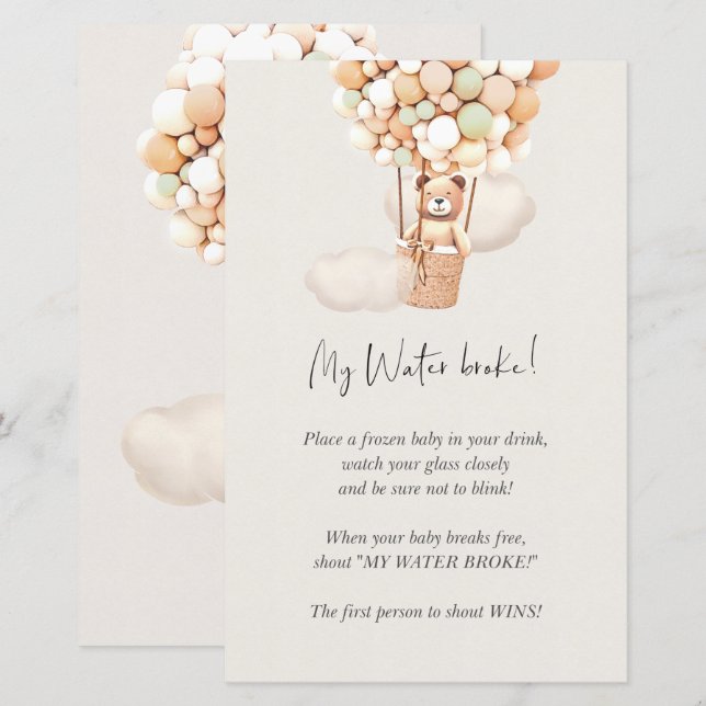 Beer Baby shower Game - Mijn waterbroke! (Voorkant / Achterkant)