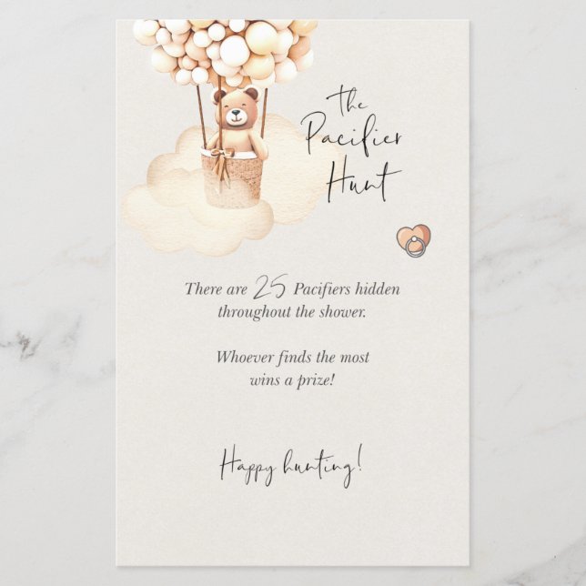 Beer Baby shower Game Pacifier Hunt (Voorkant)