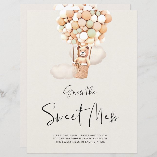 Beer Baby shower Game - Raad eens de sweet Mess (Voorkant / Achterkant)