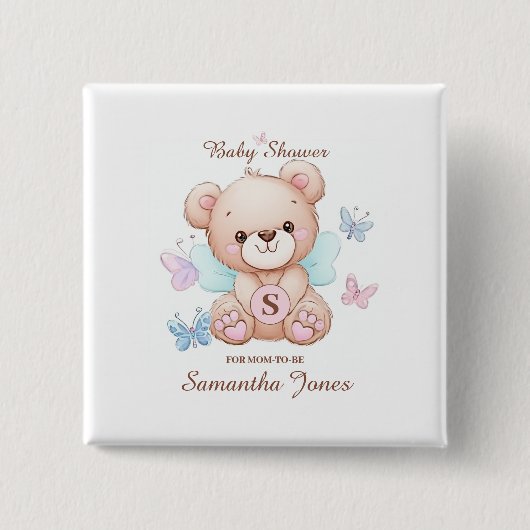 Beer Baby shower gepersonaliseerd Vierkante Button 5,1 Cm (Voorkant)