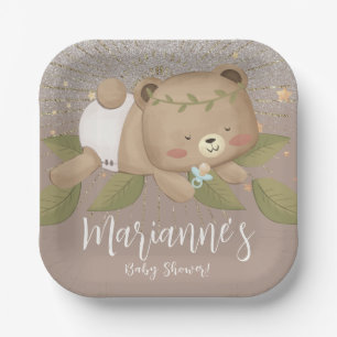  Beer Baby Shower Glitter Boheemse Sterren Goud   Papieren Bordje