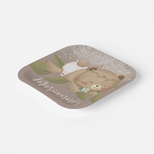 Beer Baby shower Glitter Bohemian Stars Gold Papieren Bordje (Gebogen)