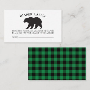 Beer Baby shower Green Plaid Luier Raffle Informatiekaartje