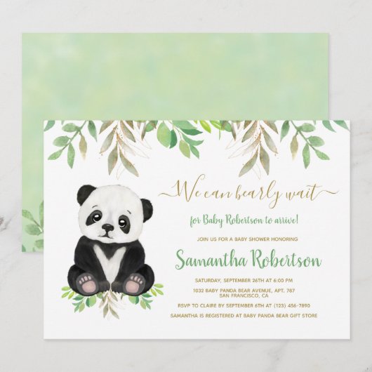 Beer Baby shower Greenery Botanische Waterverf Kaart (Voorkant / Achterkant)