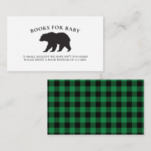 Beer Baby Shower Groene Geruite Boeken voor Baby Informatiekaartje