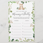 Beer Baby shower Hoe oud waren ze spel Kaart (Voorkant)