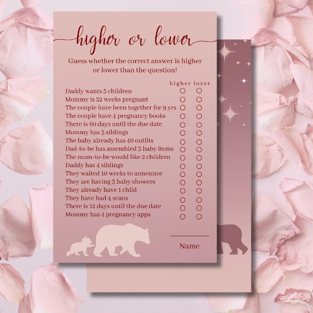 Beer Baby shower Hoger of lager Spel Kaart (Creator heeft geüpload)