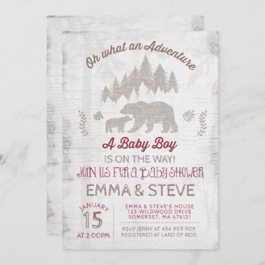 Beer Baby shower Invitation Boy Adventure Shower Kaart (Voorkant / Achterkant)