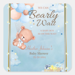 Beer Baby Shower Jongen Vierkante Sticker