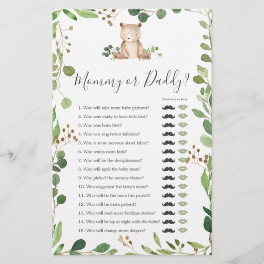 Beer Baby shower Mama of Daddy Game (Voorkant)