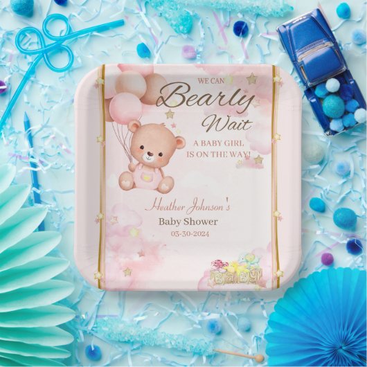 Beer Baby shower Meisje Papieren Bordje (Feest)