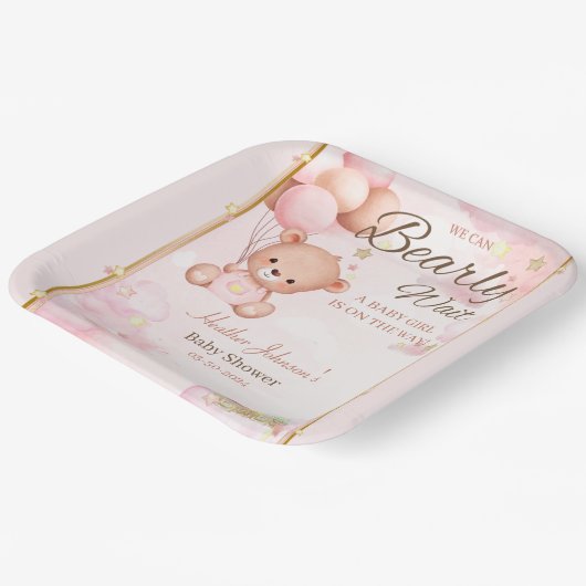 Beer Baby shower Meisje Papieren Bordje (Gebogen)