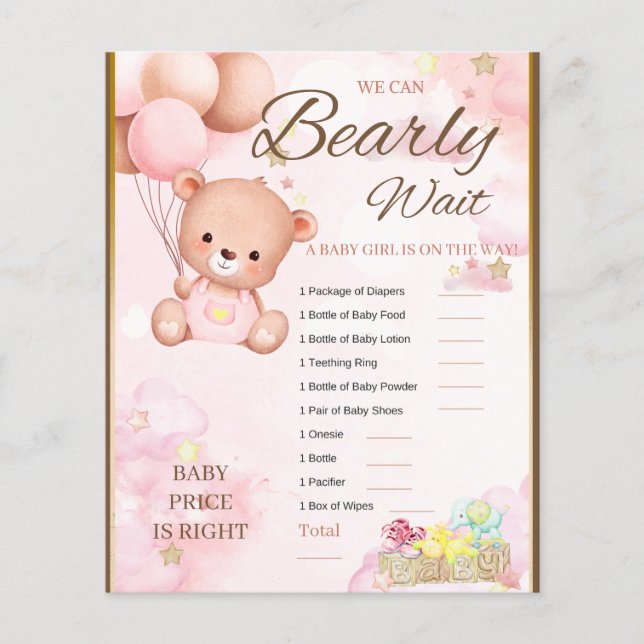 Beer Baby Shower Meisje Spel (Voorkant)