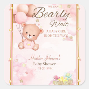 Beer Baby Shower Meisje Vierkante Sticker