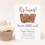 Beer Baby shower met tweelingen Kaart<br><div class="desc">Het beer van het thema baby shower voor twins die hand geschilderde illustratie van een twee beren van de kuil bevatten. De tekst zegt: "Het is tweeling! We kunnen snel wachten!" Deze uitnodiging is geweldig voor een genderneutrale douche in de herfst.</div>