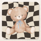 Beer baby shower op checkboard Luncheon Kartonnen Onderzetters (Voorkant)