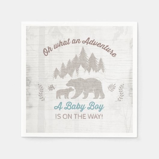 Beer Baby shower Papier Napkin Boy Adventure-Showe Servet (Voorkant)