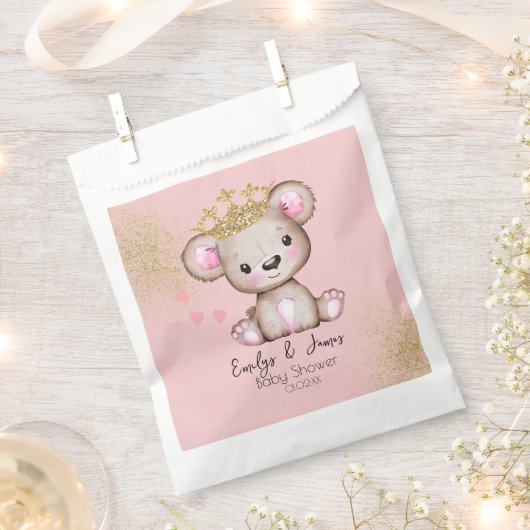 Beer Baby shower Princess Sparkly Pink Bedankzakje (Geknipt)