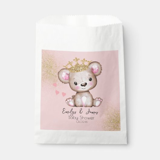 Beer Baby shower Princess Sparkly Pink Bedankzakje (Voorkant)