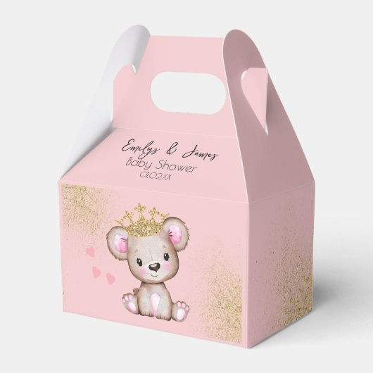 Beer Baby shower Princess Sparkly Pink Gold Bedankdoosjes (Voorkant Zijde)