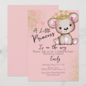 Beer Baby shower Princess Sparkly Pink Kaart (Voorkant / Achterkant)