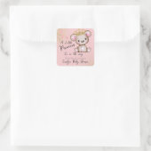 Beer Baby shower Princess Sparkly Pink Vierkante Sticker (Tas)
