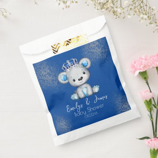 Beer Baby shower Prins Sparkly Blue Boys Bedankzakje (Gezegeld)