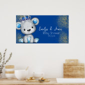 Beer Baby shower Prins Sparkly Blue Boys Poster (Keuken)