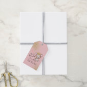 Beer Baby Shower Prinses Glitter Roze Cadeaulabel (Met Touw)