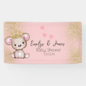 Beer Baby Shower Prinses Glitterende Roze Spandoek (Horizontaal)
