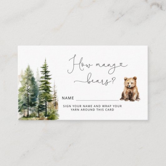 Beer baby shower raden hoeveel beren informatiekaartje (Voorkant)