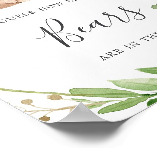 Beer Baby shower raden hoeveel Beren Poster (Hoek)