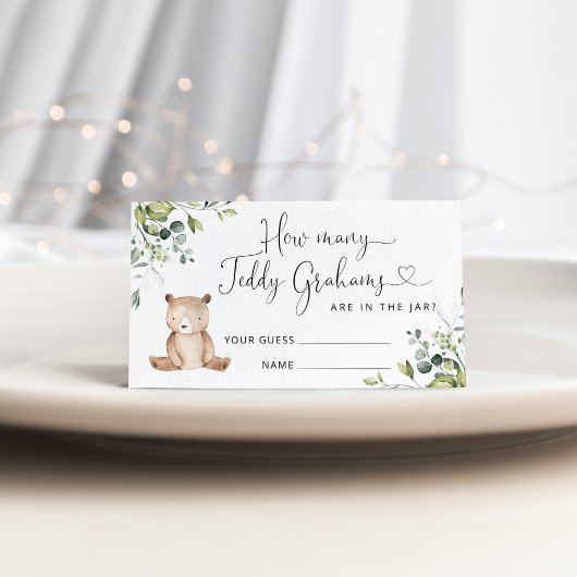 Beer baby shower raden hoeveel Teddy Grahams Informatiekaartje