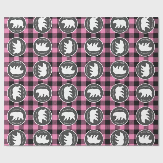 Beer Baby shower Roze Cadeaupapier (Vlak)