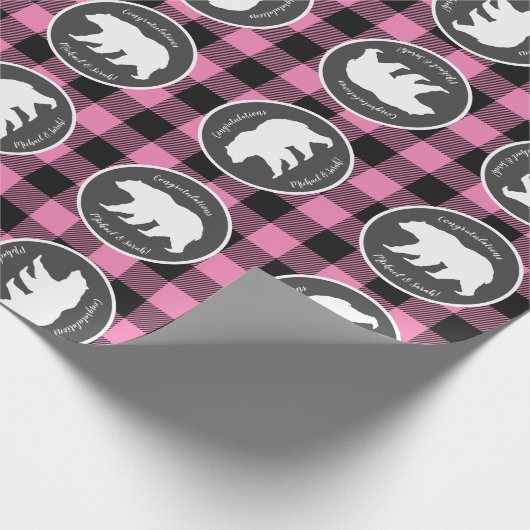 Beer Baby shower Roze Cadeaupapier (Hoek)