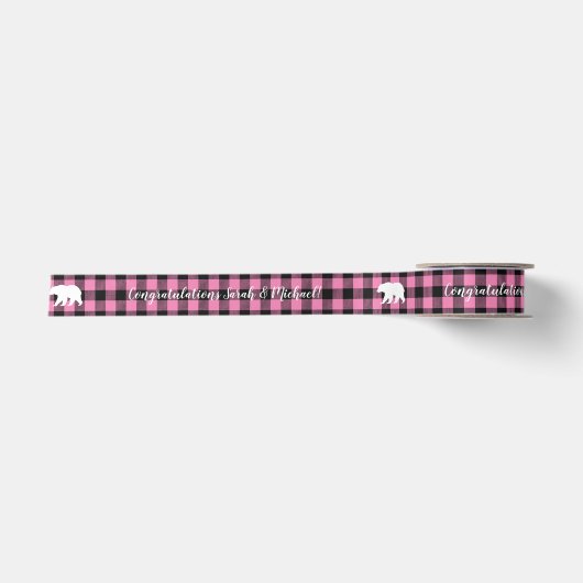 Beer Baby shower Roze Satijnen Lint (Voorkant)