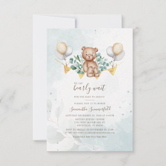 Beer Baby shower Script Eucalyptus Greenery Kaart (Voorkant)