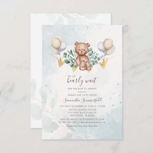 Beer Baby shower Script Eucalyptus Greenery Kaart (Voorkant / Achterkant)