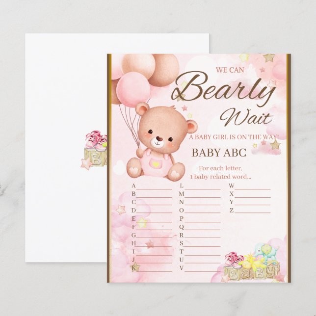 Beer Baby shower spel voor meisjes (Voorkant / Achterkant)