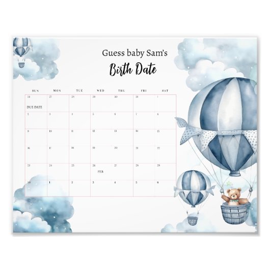 Beer Baby shower Vervaldatum Kalender Baby shower Foto Afdruk (Voorkant)