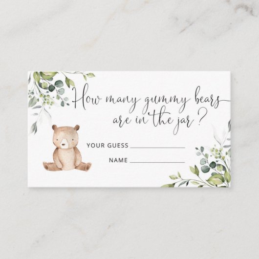 Beer baby shower voorspelt hoeveel gummy beren enc informatiekaartje (Voorkant)
