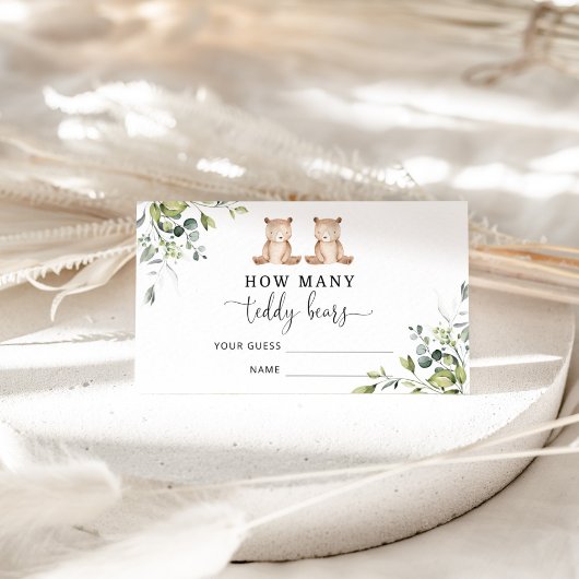 Beer baby shower voorspelt hoeveel teddyberen informatiekaartje