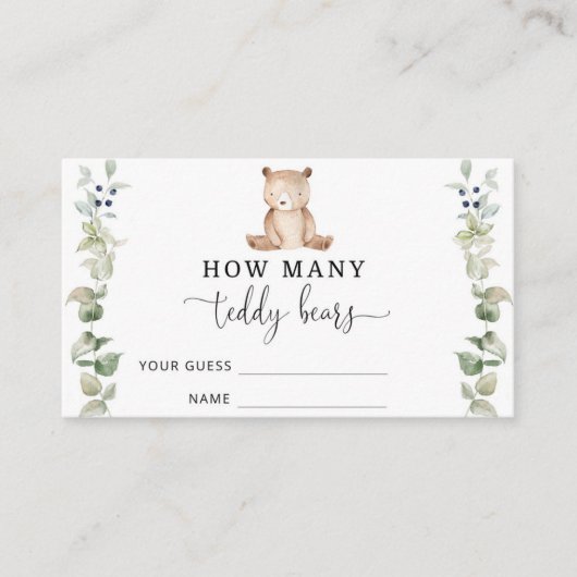 Beer baby shower voorspelt hoeveel teddyberen informatiekaartje (Voorkant)