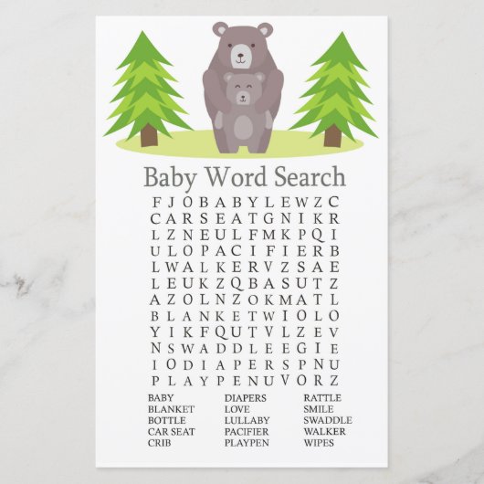 Beer Baby shower Word Search Game (Voorkant)