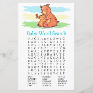 Beer Baby shower Word Search Game