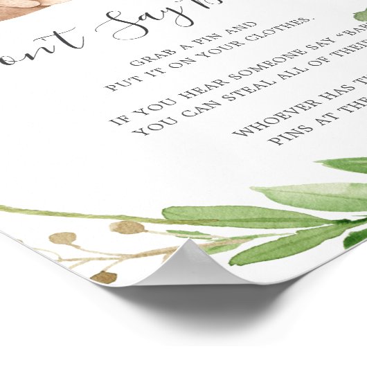 Beer Baby shower zeg geen Baby teken Poster (Hoek)